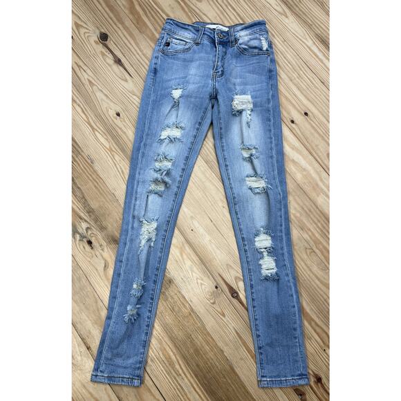 KANCAN Lt Wash DESTROYED Jeans SZ 1/24 - Picture 1 of 6